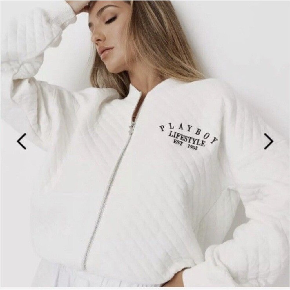 Playboy X Missguided Lifestyle Quilted Bomber Jacket Sz 12 Women’s